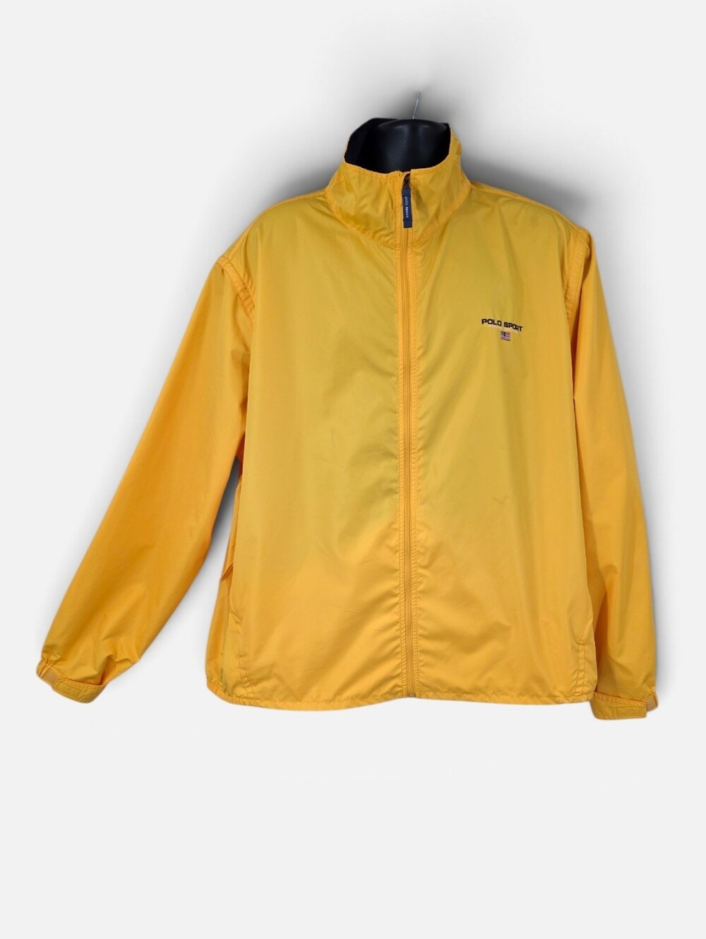 Polo Ralph Lauren Sport Vintage Yellow Windbreaker Jacket Zip Off Sleeves Vest